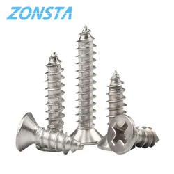 Countersunk head tapping screws M1.2 M1.4 M1.7 M2 M2.5 M3 M3.5 M4 M5 M6 304 Stainless steel  Cross recessed Flat Wood Screw