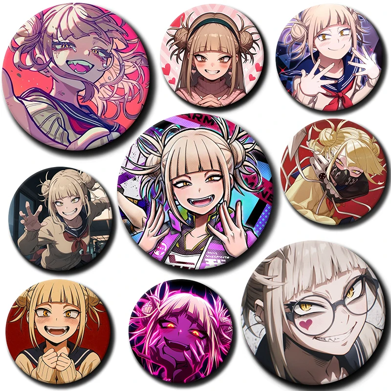 

58mm Cartoon Character Himiko Toga Soft Button Pin Hero villain Anime Brooch Creative Badge for Backpack Clothes Decoration Gift