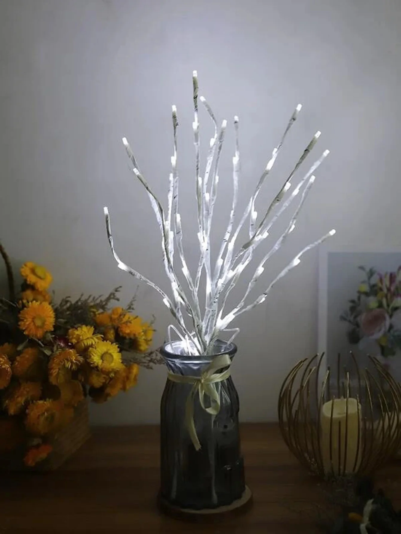 Battery Powered 1PC White Birch Branch Lights 20LED Warm White IP44 Waterproof Indoor Bedroom Wedding Home Outdoor Decor Lamp