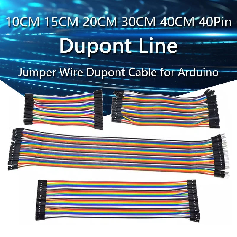 

Dupont Line 10CM 15CM 20CM 30CM 40CM 40Pin Male to Male Male to Female and Female to Female Jumper Wire Dupont Cable for Arduino