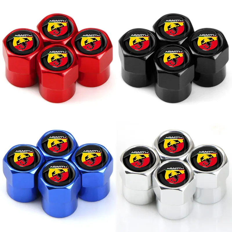 4Pcs Car Valve Caps Wheel Tires Air Tyre Stem Protective Cover For ABARTH Fiat Ducato 500 500L 124 Spider Coupe Panda Doblo Qubo