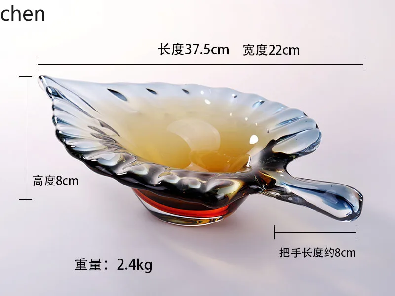 Zml creative glass art leaf fruit plate - high-end home living room hotel table decoration ornament