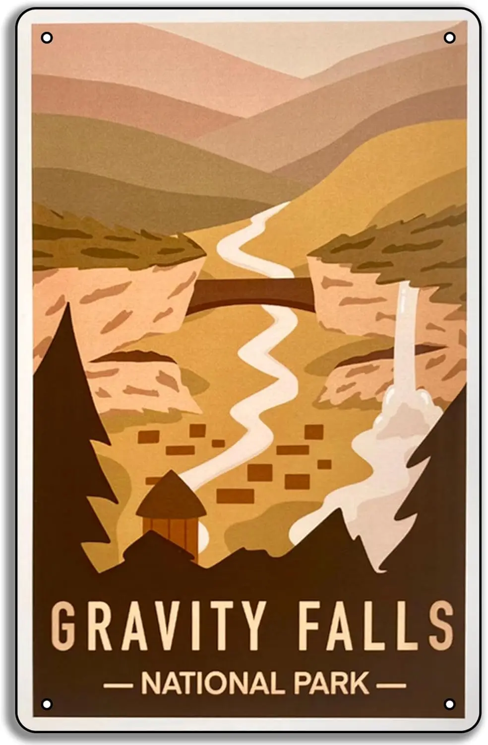 1 PCS,Gravity Falls National Park - Mini Art Print Funny Metal Tin Sign 8 x 12 Inches Decor Art