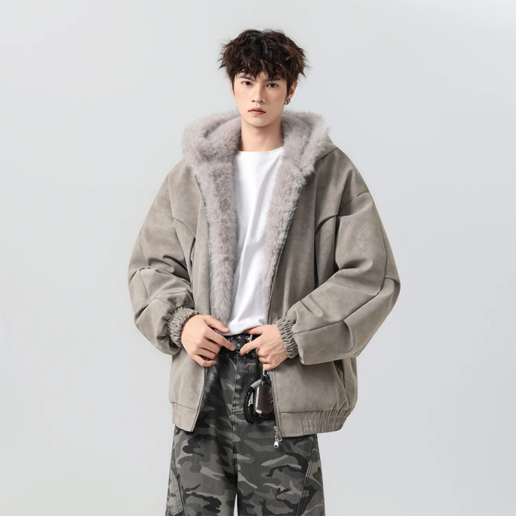 

Мужская куртка SG666 из искусственной кожи и хлопка, теплая, повседневная, с капюшоном, на молнии, для всех.