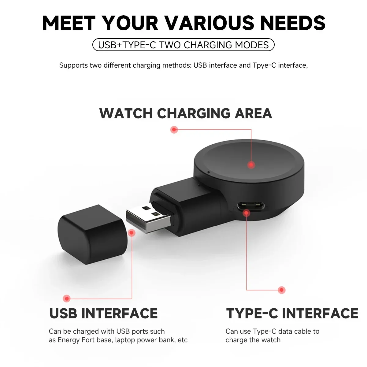 Pengisi Daya Magnetik Tipe C Portabel 2 In 1 untuk Jam Tangan Samsung Galaxy 7 Kabel Pengisi Daya Nirkabel Cepat USB Ultra untuk Jam Tangan Galaxy 6/6