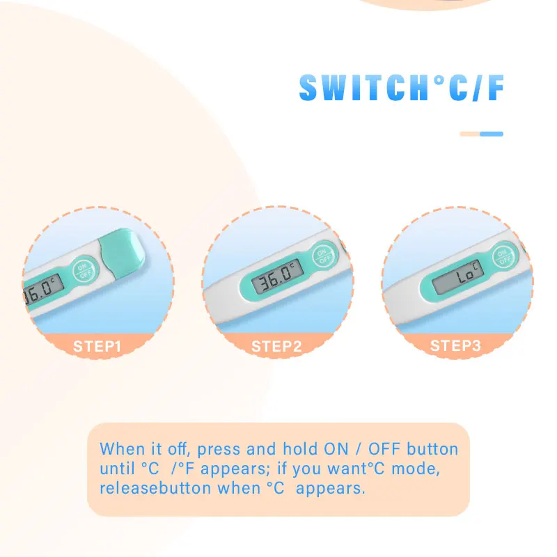 1PC Waterproof Thermometer Hartip Medical Type 10 Minutes Automatic Shut off Rectal Mouth Kid Underarm Electronic Thermometer