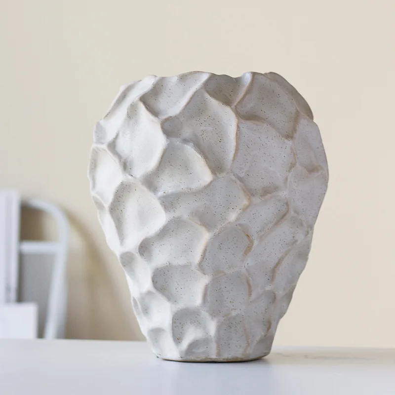 Le Meng Chan Zhi Style Ceramic Flower Vase Artistic Hotel And Homestay Decorative Piece White Flower Holder for  Flowers