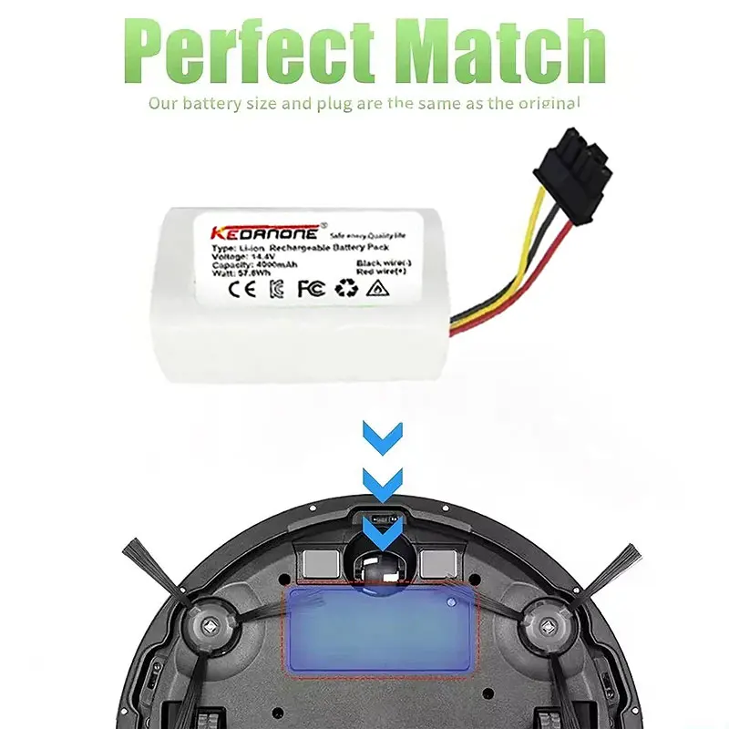 

14.4V/14.8V 3200mah Replacement Battery Pack Parts for Xiaomi Mijia Mop 2 Lite Robot Vacuum Cleaner Parts MJSTL New Battery