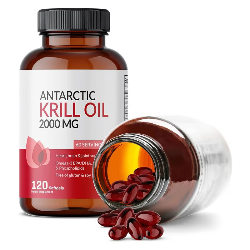 2000MG Antarctic Krill Oil - Contains OMEGA-3 EPA/DHA Phospholipids, Choline and Astaxanthin 120 Softgel Capsules