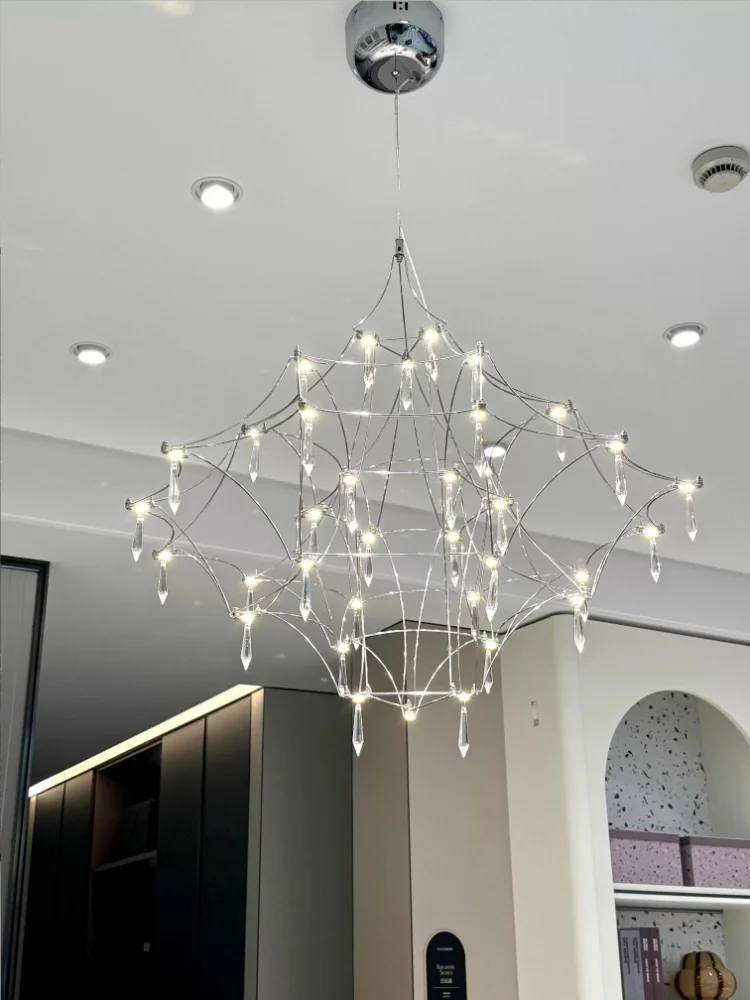 New Light Cube Full-star Firefly Crystal Chandelier, High-end Suspended Lighting For Open Living Room And Duplex Staircase