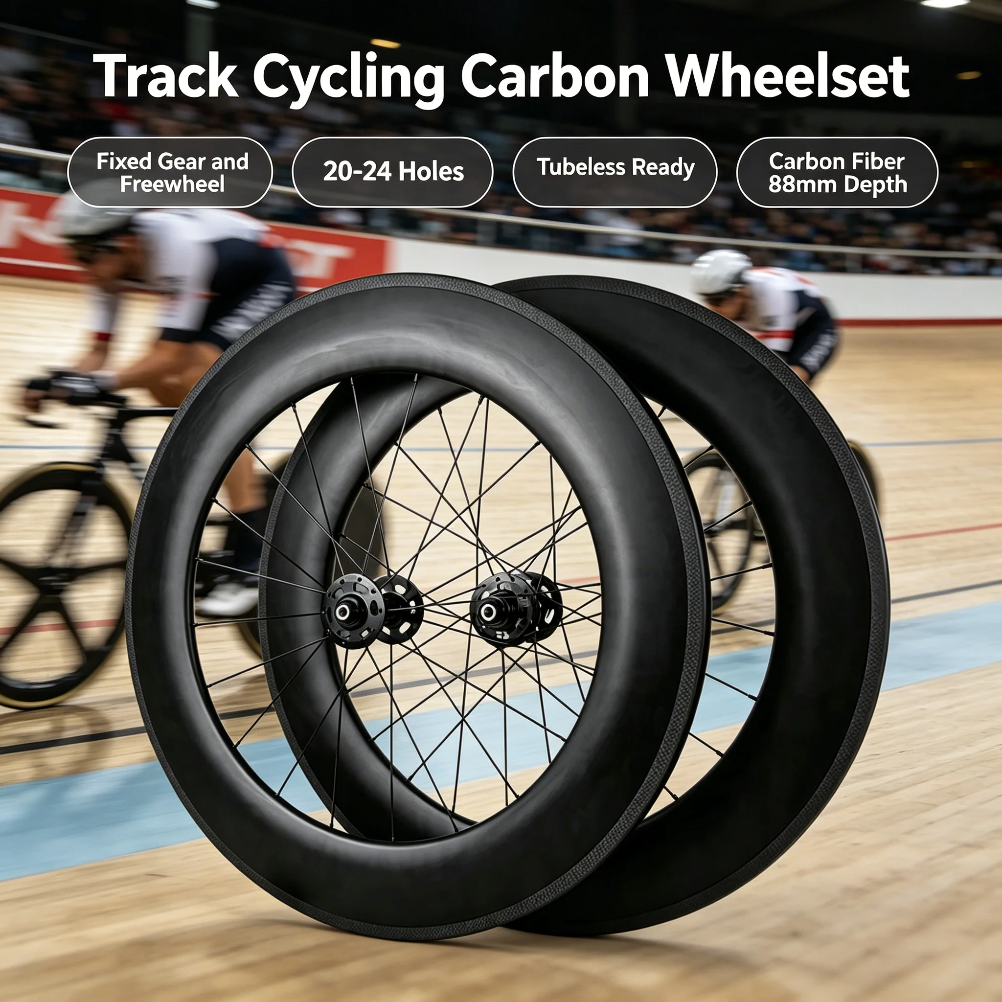 

Pasak 700C Track Cycling Fixed Wheelset And Freewheel Carbon Fiber 88mm Depth 20-24h Wheels for Sports Fitness And Outdoor Activ