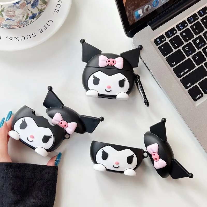 3D Kuromi Cartoon Case for Airpods 4 Generation Cute Soft Silicone Shockproof Cover Earphone Protective for Airpods 4 2024 Cases