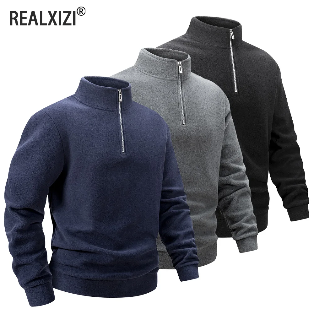 

Мужская флисовая толстовка с капюшоном на молнии, осень-зима, повседневный пуловер с воротником-стойкой, мягкая теплая ветрозащитная толстовка с длинными рукавами, уличная одежда