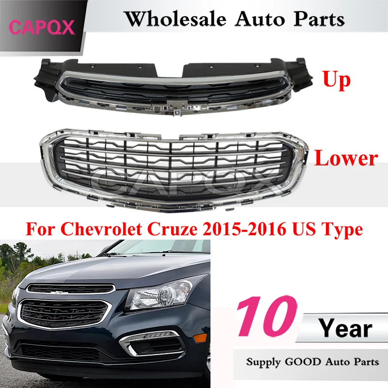 

CAPQX Car Mesh Grill Front Bumper Grille Radiator Grille For Chevrolet Cruze 2015-2016 US Type Racing Grills