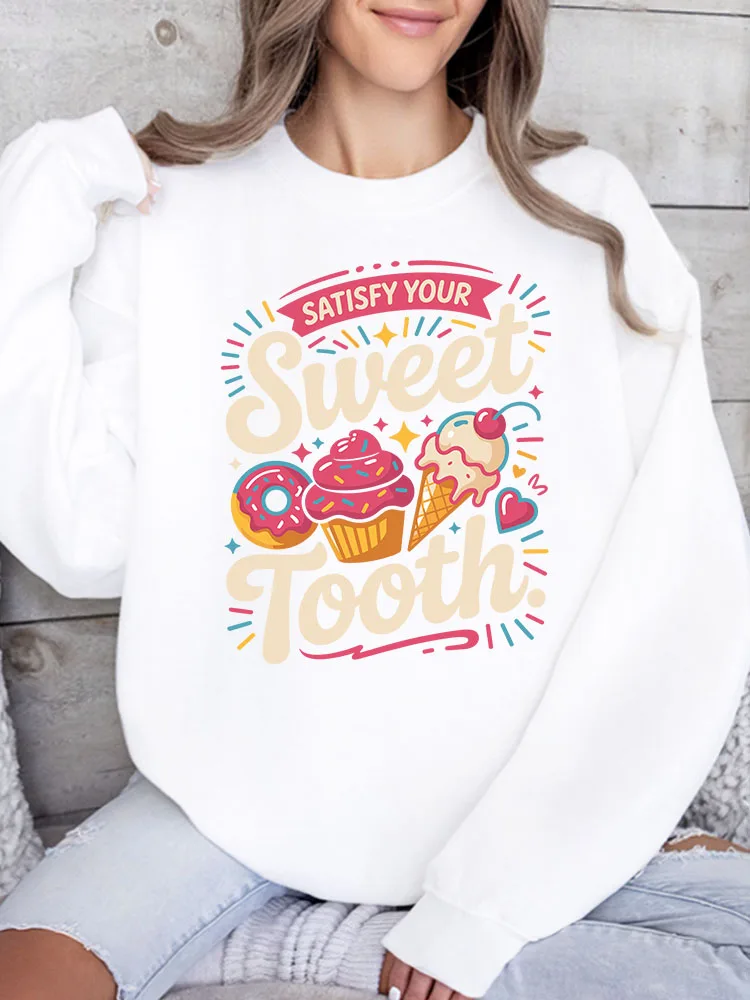 

Женская толстовка Sweet Tooth с графическим принтом, повседневный пуловер с длинными рукавами, свободный крой, уличная одежда для осени и зимы