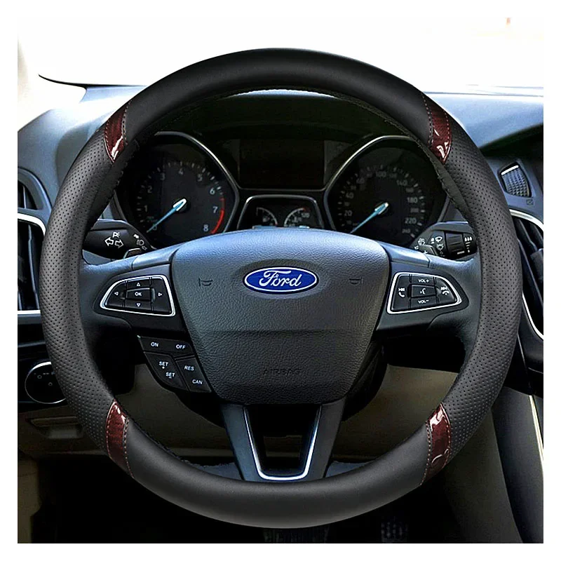 Steering Wheel Cover for Ford Focus Escort Ecosport Mondeo Kuga Edge Car Interior Accessories Genuine Leather Car Accessories