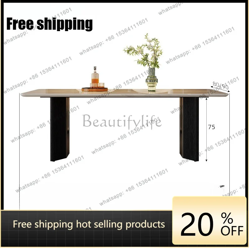 YJ marble dining table Italian light luxury high-end marble dining table rectangular small apartment minimalist