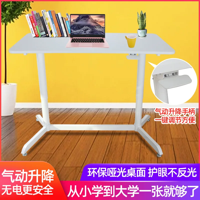 Intelligent height adjustment desk, home office pneumatic lifting computer desk, standing office workbench