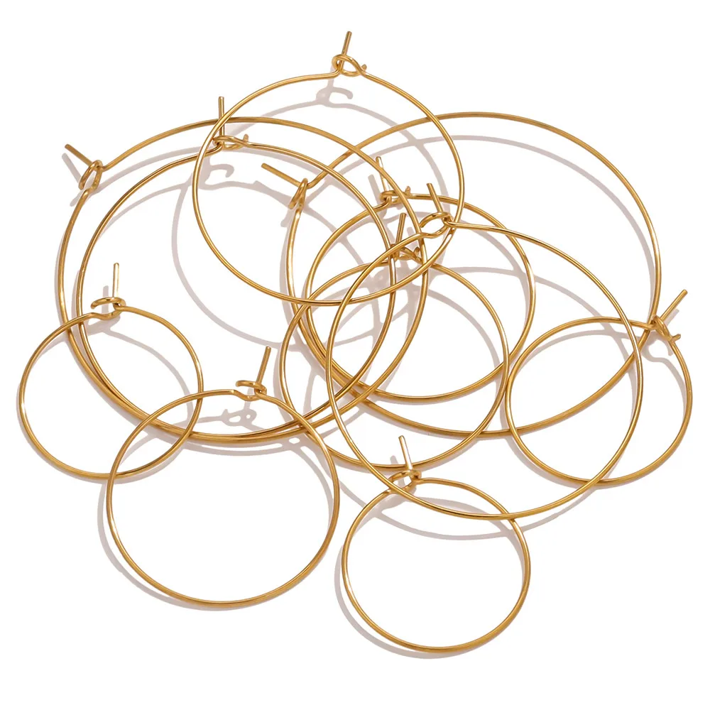 

20pcs Stainless Steel Nine-character Earring Hooks Round PVD Gold-plated for DIY Ear Jewelry Craft Making Materials Wholesale