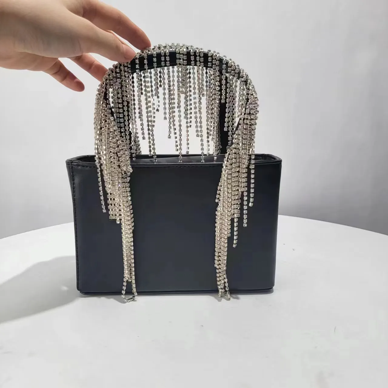 Tassel And Rhinestone Evening Bag Ladies' Small And Cute Handbag Exquisite And Versatile Small Square Bag Trendy Chain Bag