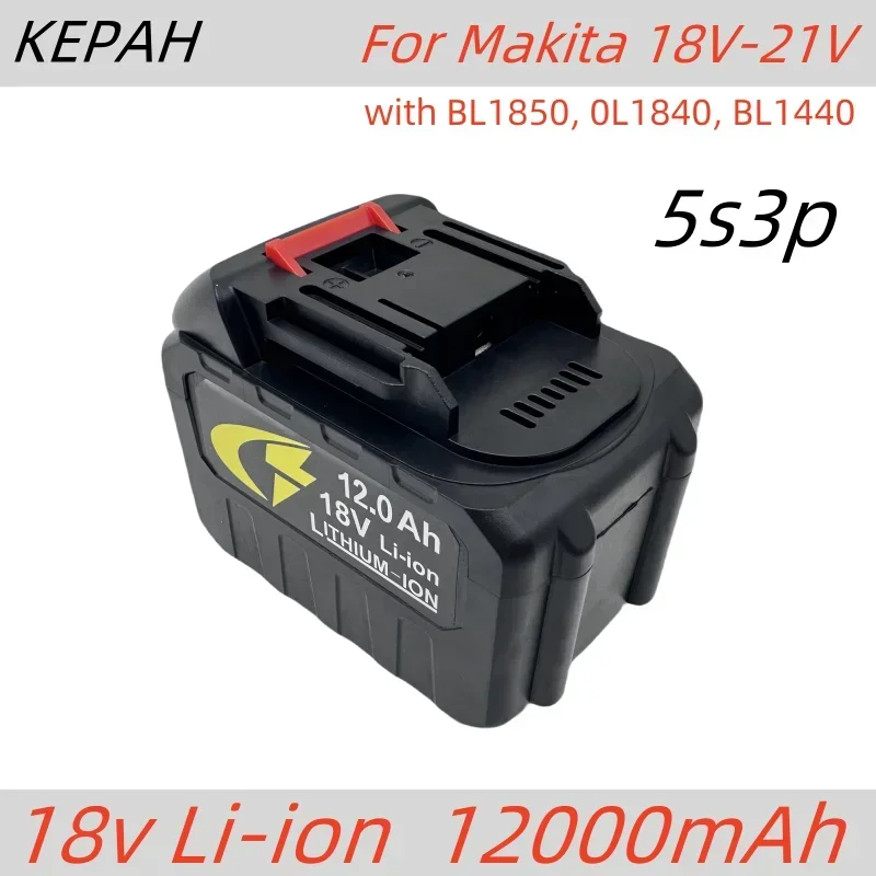 18V 5S3P for Makita 18650 lithium battery, capable of charging 12000 mAh. High current and high discharge batteries.+Charger