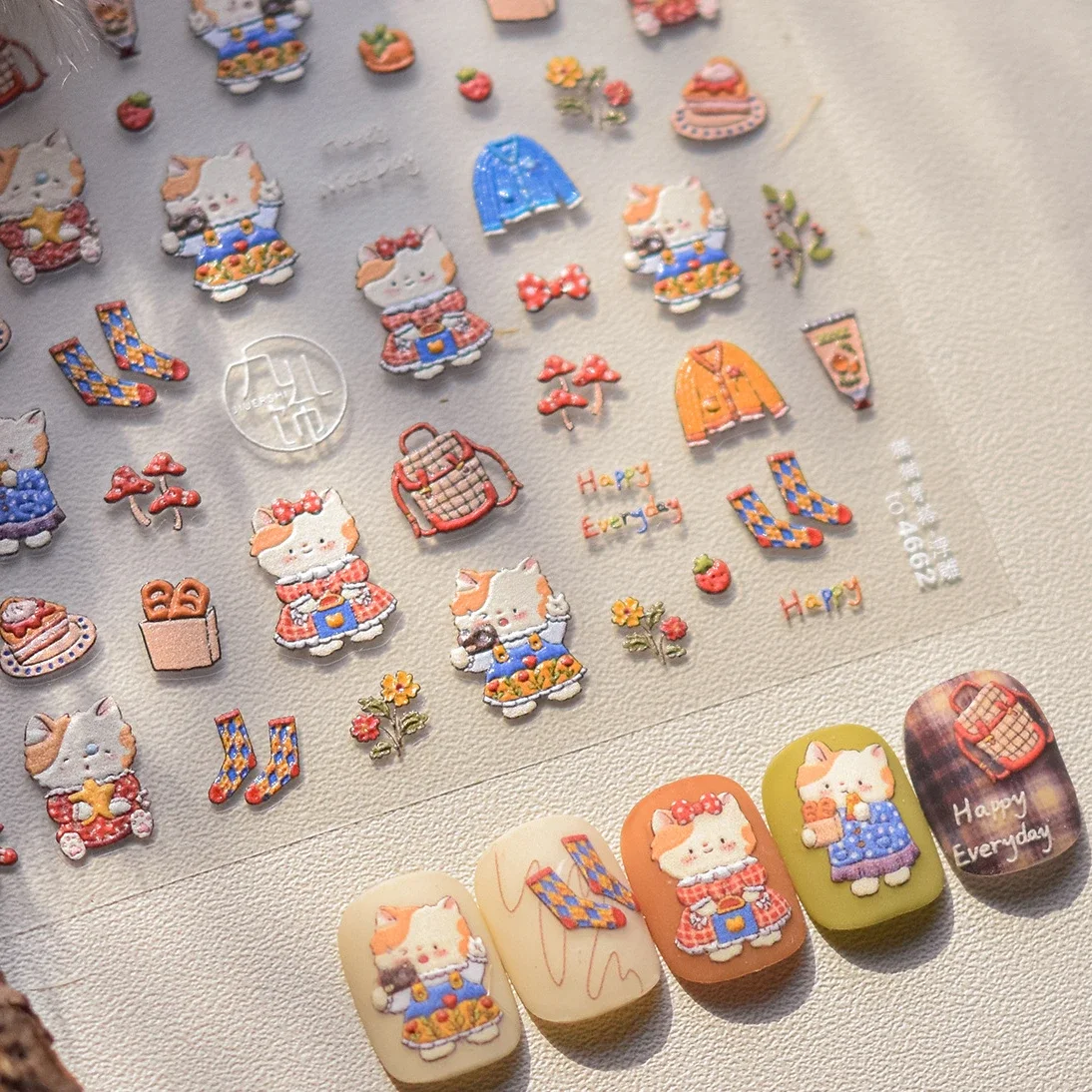 Cat Socks Sweater Persimmon Autumn Mushroom Bowknot Kitten Egyptian Pharaoh Star Hot Stamping Nail Art Stickers Manicure Decals