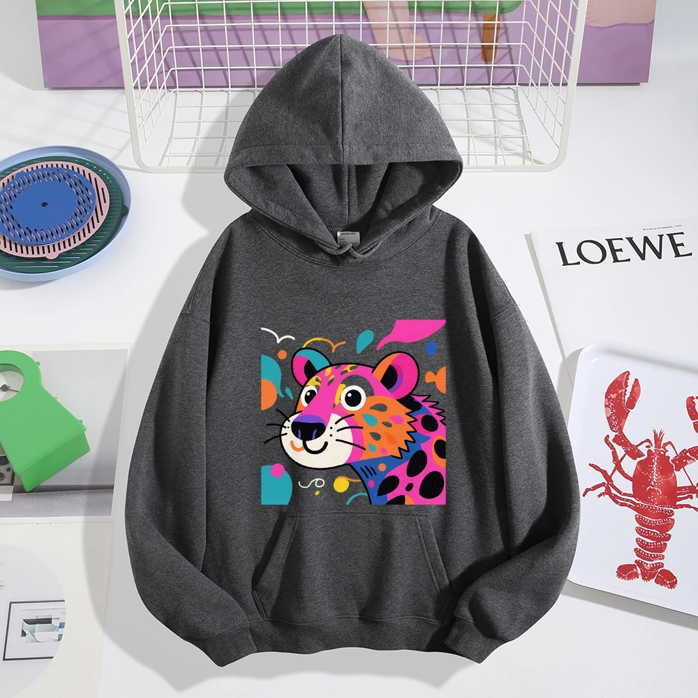 Abstract Printed Warm Pullover Hoodie Autumn Winter Hooded Thickened Fleece Lined Hoodie Autumn And Winter Women's Clothing U
