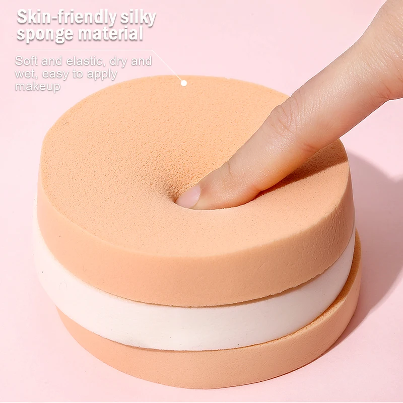 3Pcs Facial Powder Foundation Puff Round Shape Portable Soft Cosmetic Puff Makeup Foundation Sponge Wet Dry Use Beauty Tools