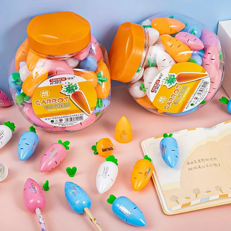 Gift Cute Cartoon Carrot Pencil Sharpener Creative Student Childrens Pencil Sharpener Pencil Knife Kawai Stationery Portable