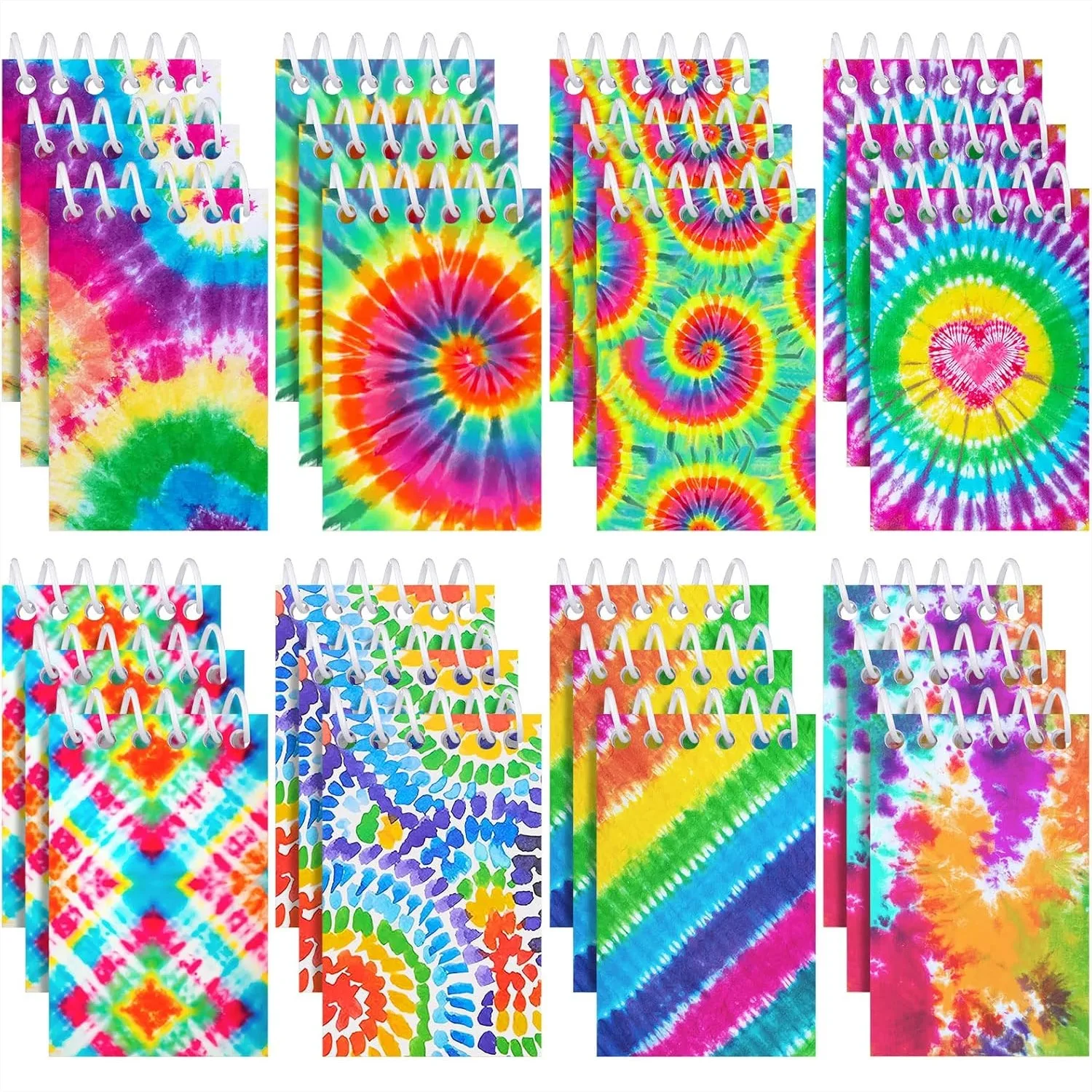 

24 Pcs Mini Tie Dye Notepads Pocket Spiral Notebooks for Kids Party Favors