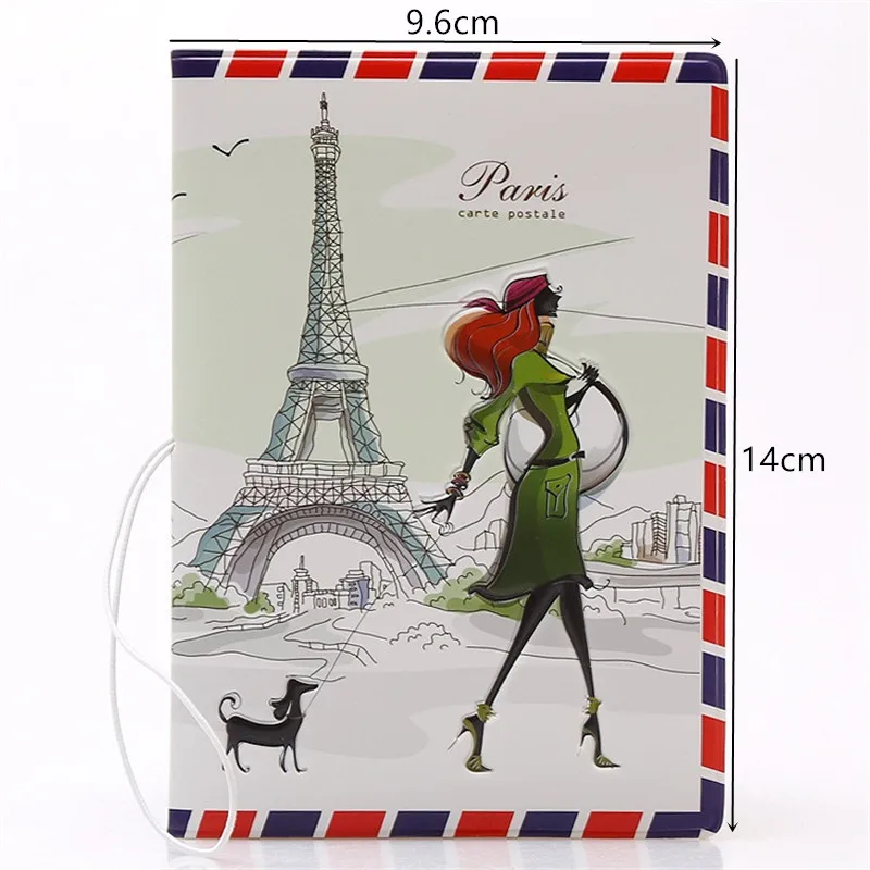 Casual Passport Protective Covers Embossed Print Eiffel Tower Big Ben ID Card Holders Waterproof Travel Document Passport Cases