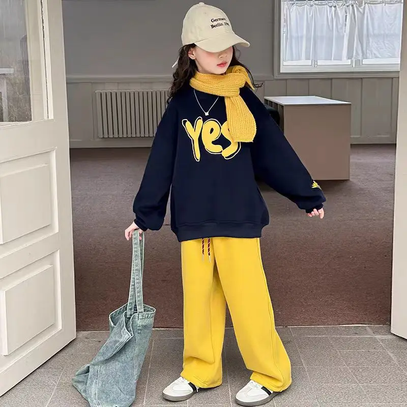Top & Pants 2-Piece Set Sweatshirt Autumn Winter Suit for Girls Girl Girls's Sets 2025 Clothes Outfit Outfits 10 12 Years 4 Kids