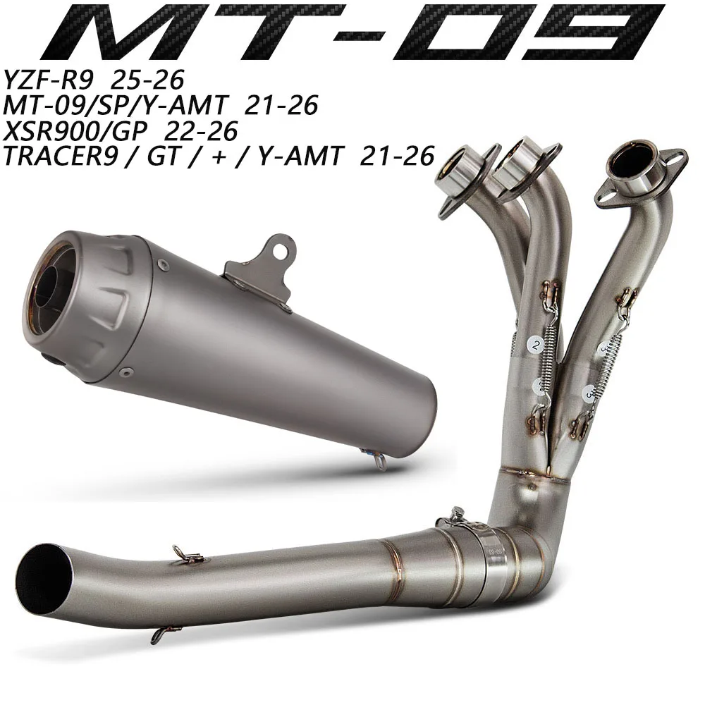 MT09SP Exhaust System For Yamaha YZF-R9 MT-09/SP FZ09 XSR900/GP Tracer9 / GT / + 2021-2026 Motorcycle Manifold Pro Race Muffler