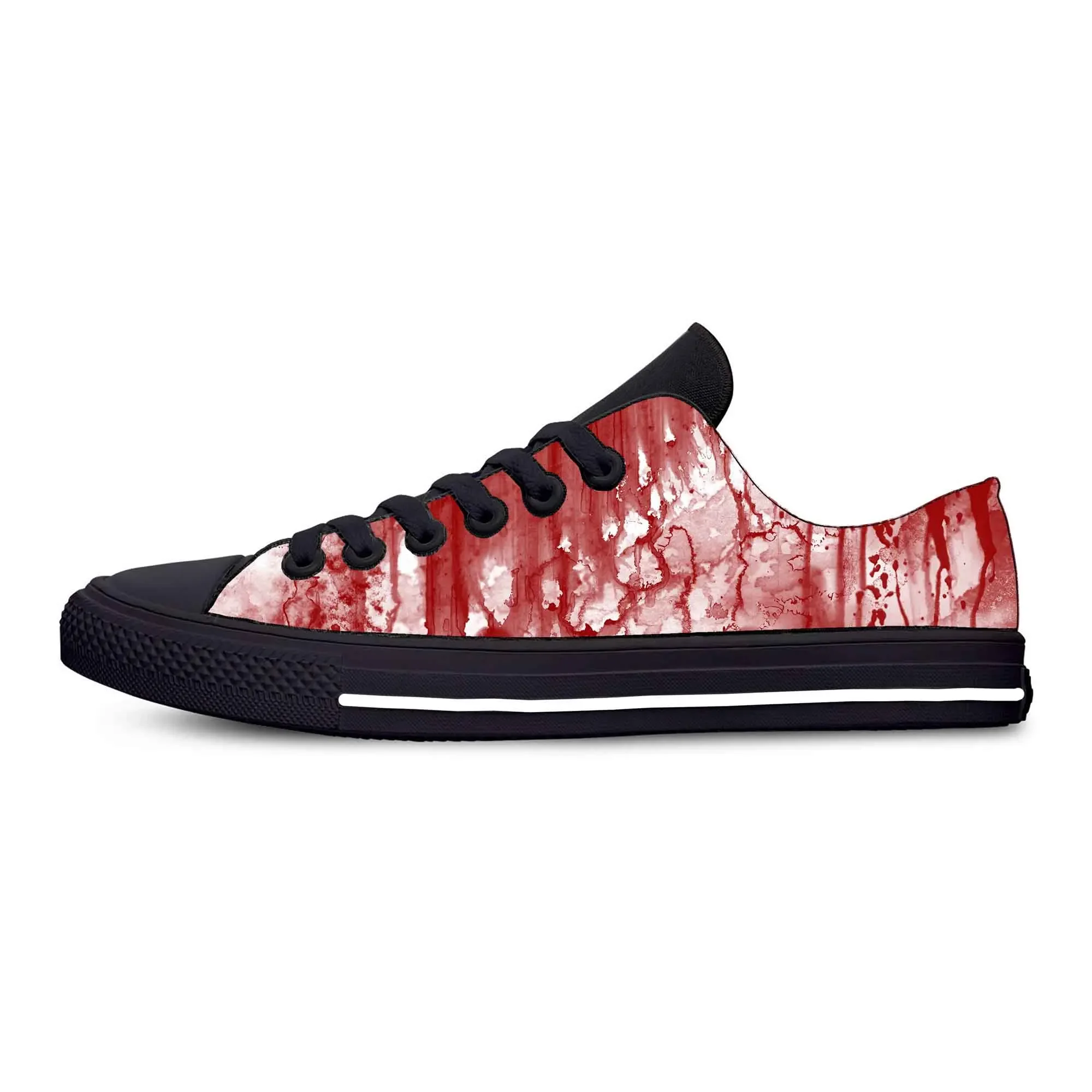 Blood Bloody Pattern Horror Halloween Goth Gothic Casual Cloth Shoes Low Top Comfortable Breathable 3D Print Men Women Sneakers