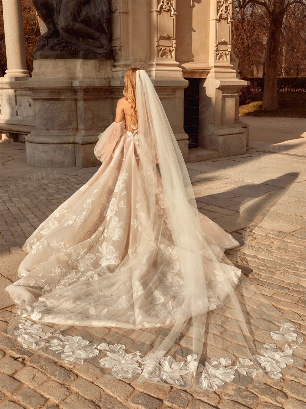 Vestido De Novia romántico con apliques De flores, Vestidos De Novia con mangas abullonadas y hombros descubiertos, vestido De Novia con forma De corazón, Vestidos De Novia