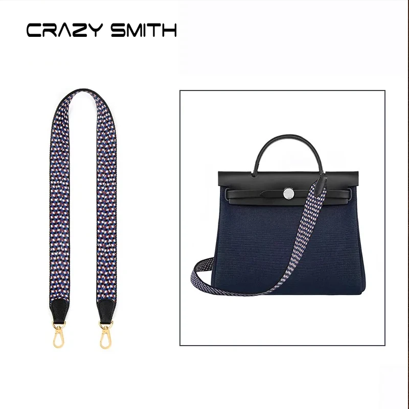 CRAZYSMITH Braided Canvas Bag Strap Handbags For Hermes Herbag Replacement Shoulder Crossbody Strap Belt 110cm Bag Accessories 
