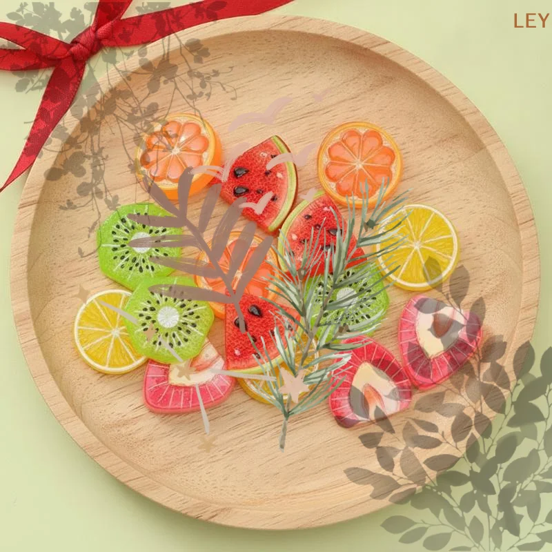 Resin Mixed Fruit Craft Strawberry Lemon Watermelon DIY Scrapbook: 10pc Wedding Decor Jewelry Accessories Premium