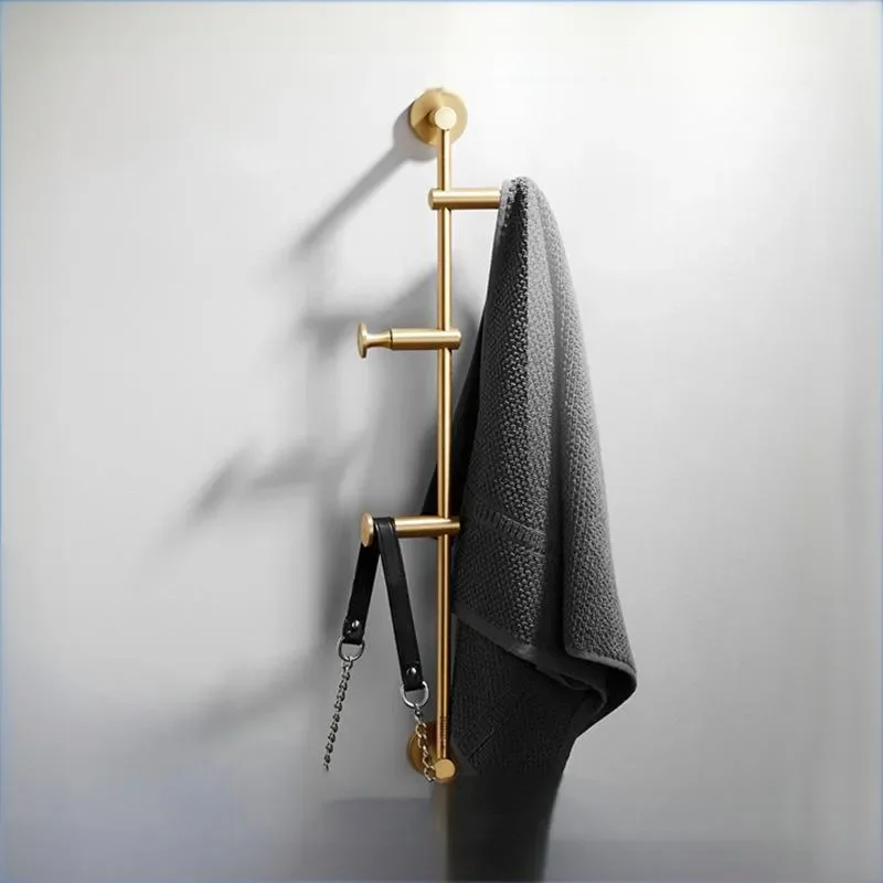 Luxury Brass Wall Coat Hook Customized Bathroom Entrance Hanger Free Punching Bedroom Clothes Rack Modern Light Design Decor