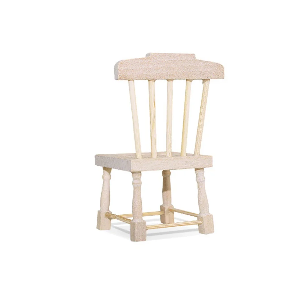 1/12 Dollhouse Miniature Accessories Mini Wooden Chair Model Simulation Stool Furniture Toys for Doll House Decoration
