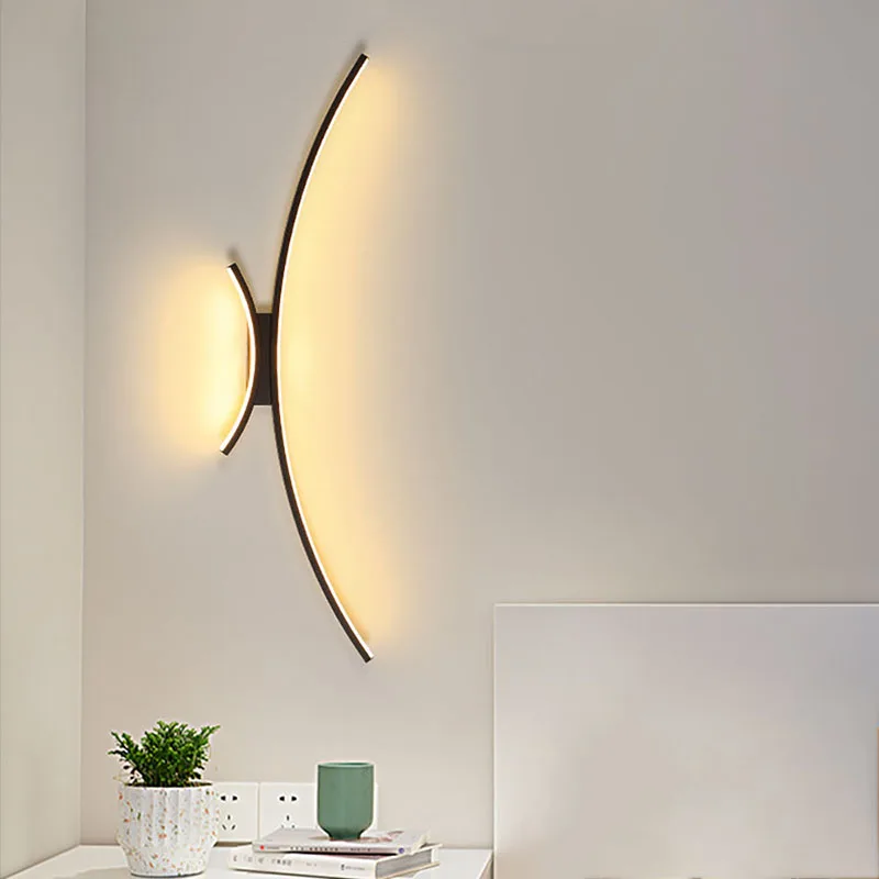 Minimalistische Bed Led Wandlamp Nordic Muur Schans Voor Slaapkamer Gangpad Woonkamer Decoratie Indoor Verlichtingsarmatuur Glans