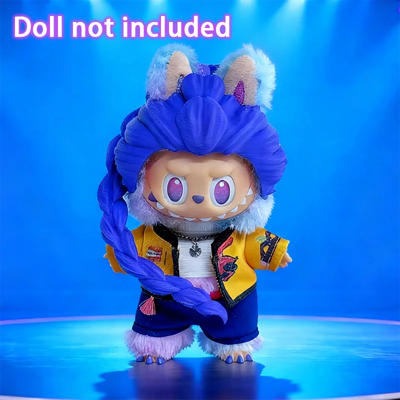 Für 17 cm Labubu Puppe Kleidung Cartoon Rumi Zoey Mira Kostüm Zubehör Perücke Haar Set Puppe Kleidung Zubehör Geschenk