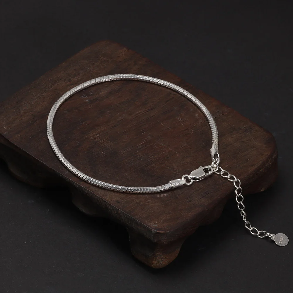 Pure 925 Sterling Silver Men's and Women's Bracelet Snake Bone