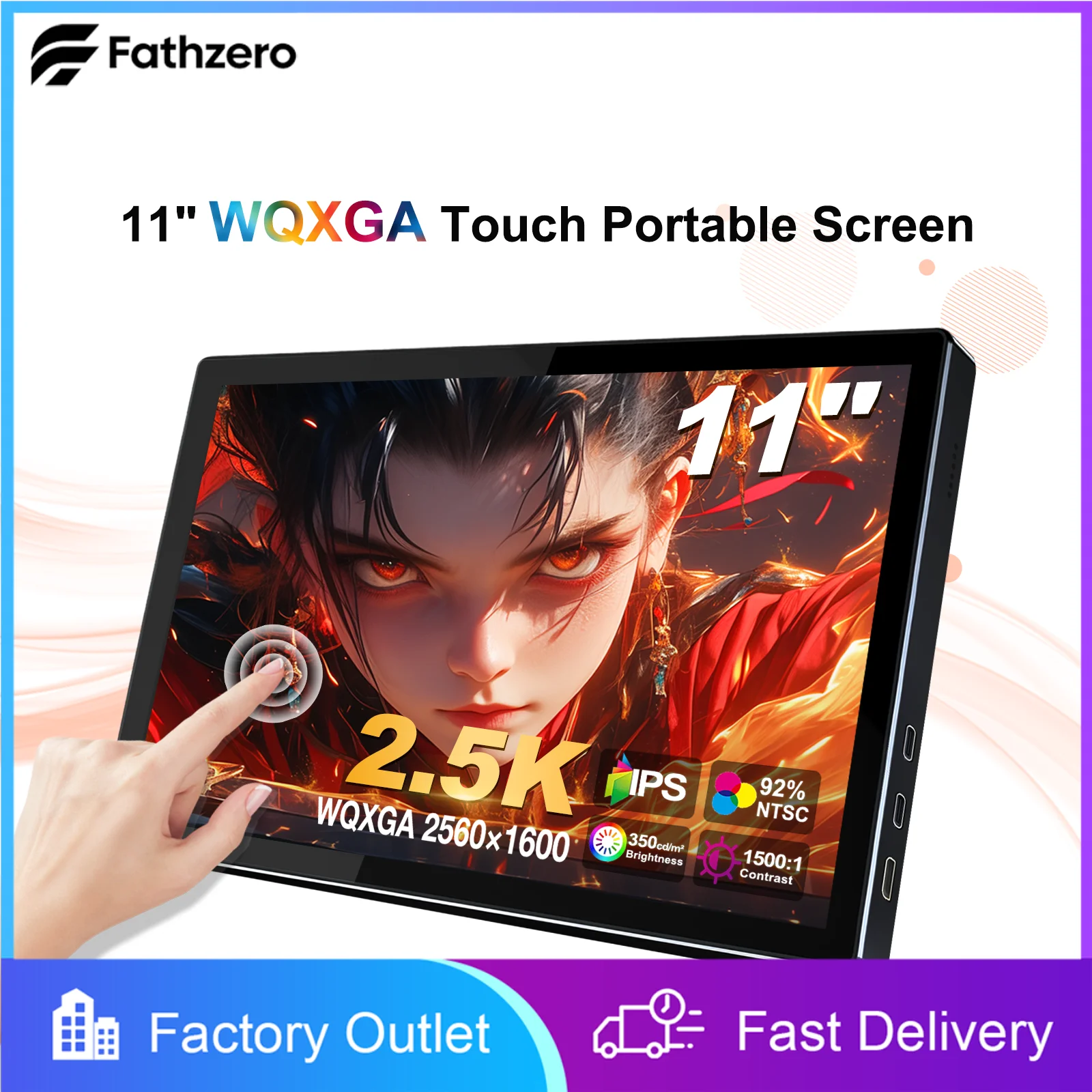 11" Portable Touch Display 2560x1600P IPS Screen HDMI USB-C Compatibility For Laptop Switch PS4 5 PC Expansion Secondary Screen
