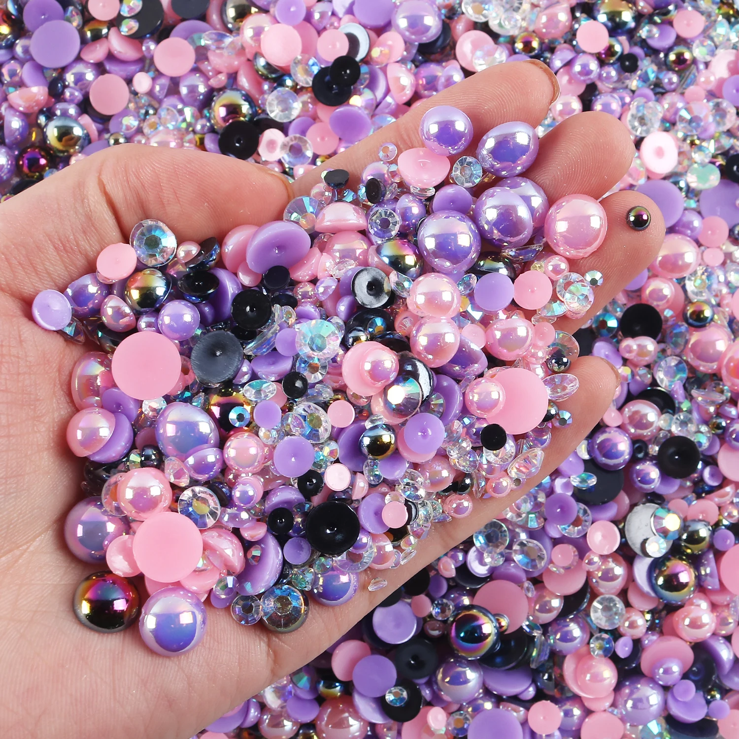 Mixed Size 3mm-10mm Resin Rhinestones Half Round Pearl Rhinestone For Jewelry Decoration Bottles Tumblers Nail Art Clothes Shoes