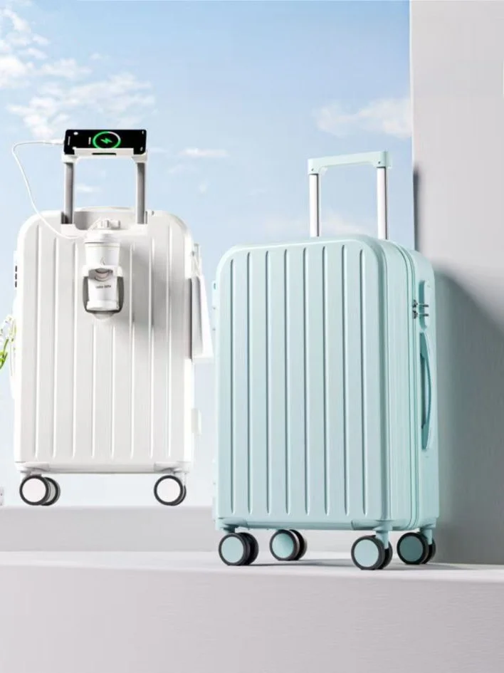 Eastern Air 55x40x20cm Carry-On Luggage 20 Inch Simple Design Suitcase Aluminum Alloy Handle ABS Material with Cup Holder And...