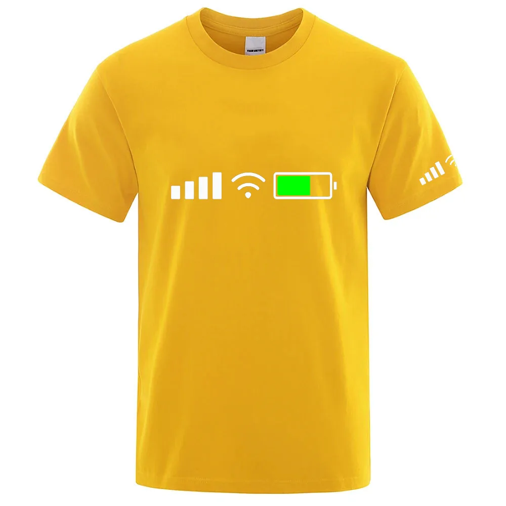 إشارة واي فاي بطارية 2025 جديد الرجال سريعة الجافة عادية رقيقة قصيرة الأكمام الرياضة تي شيرت اليومية في الهواء الطلق الشارع الشهير تنفس