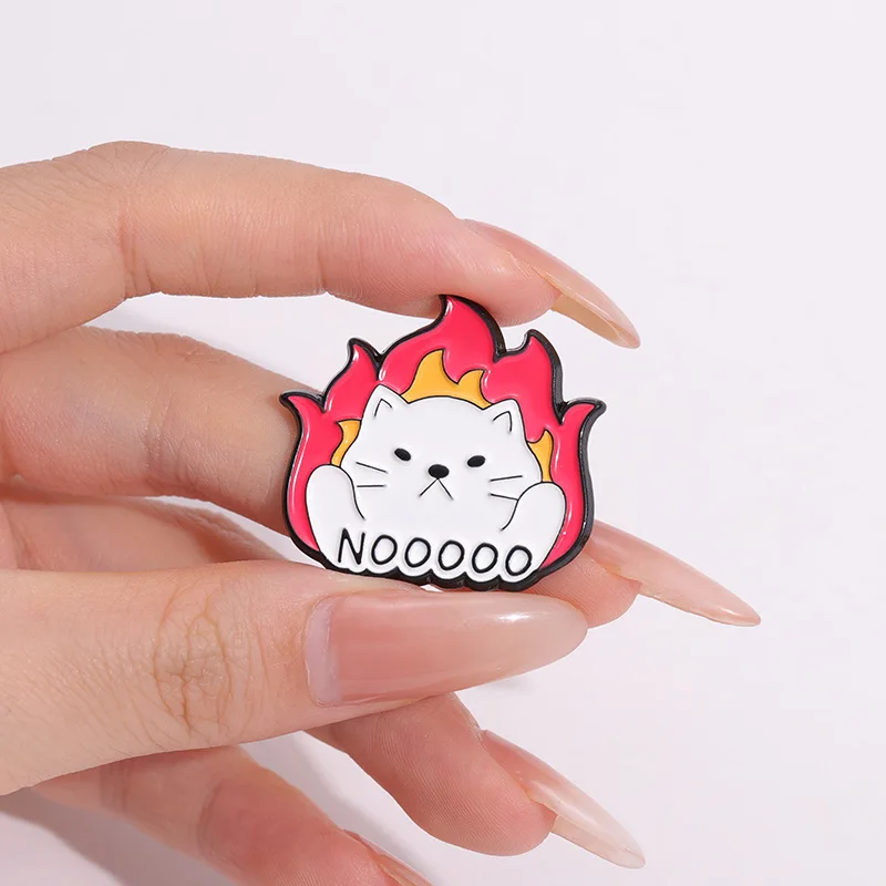 Cute Animal Series Enamel Brooch White fat kitten wearing sunglasses and drinking cute brooch Lapel Accessories Metal Badge Gift