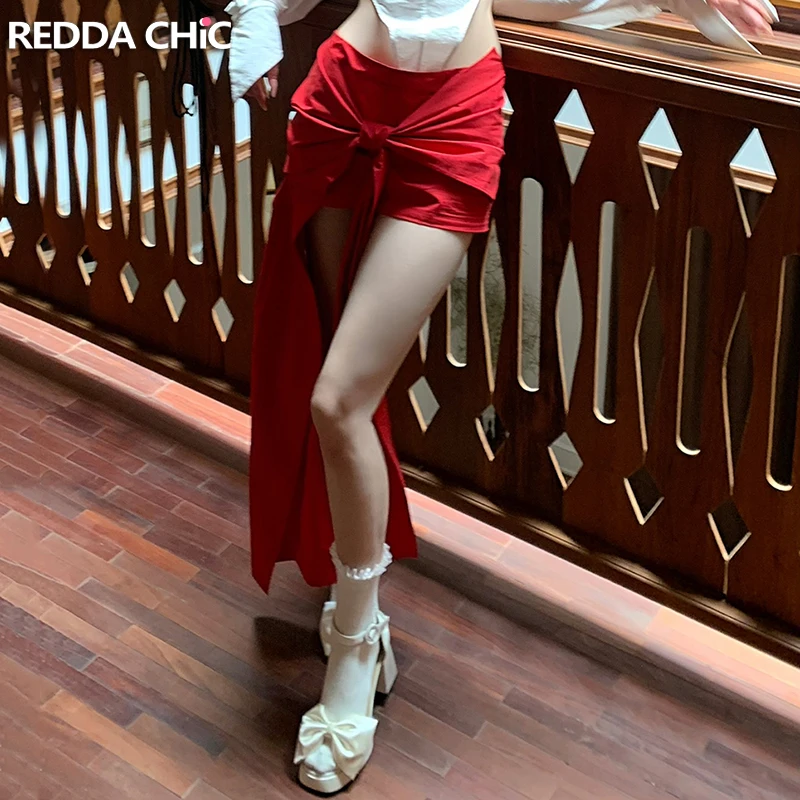 REDDACHiC ICON Bowknot Mini Red Skirt Women Summer Solid Casual Low Waist A-line Slim Fit Bodycon Skirt Vintage Grayu Clothes