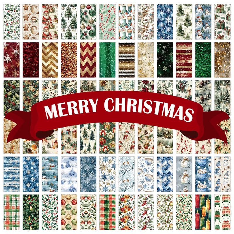 [YU]Christmas Scrapbook Pad 12 Sheets 6x6 Glitter Confetti Snowflake Single-sided Prints Cardstock 160gsm Acid-free Decorative