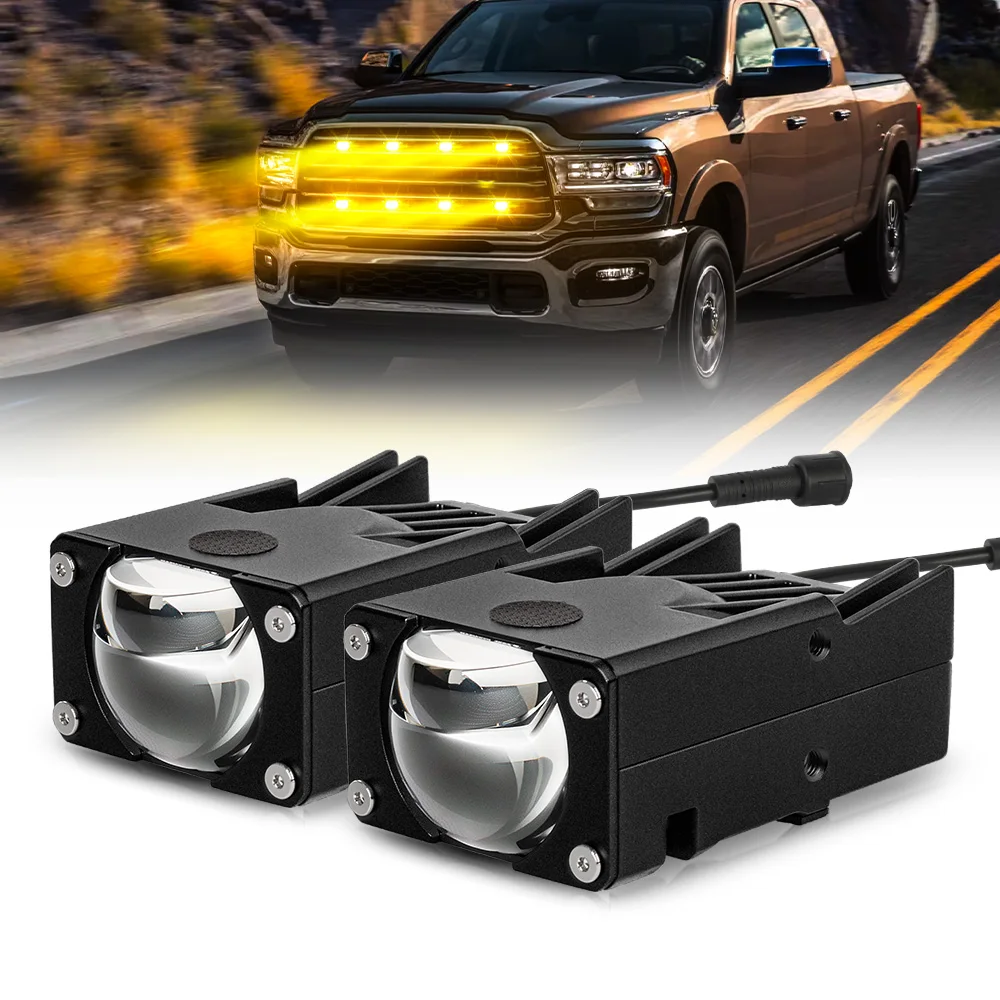 

HAOLIDE 2pcs Mini LED 2-color 6000K Driving Lights Color changing Headlights Waterproof Auxiliary Lights Sportlights 12V 24V